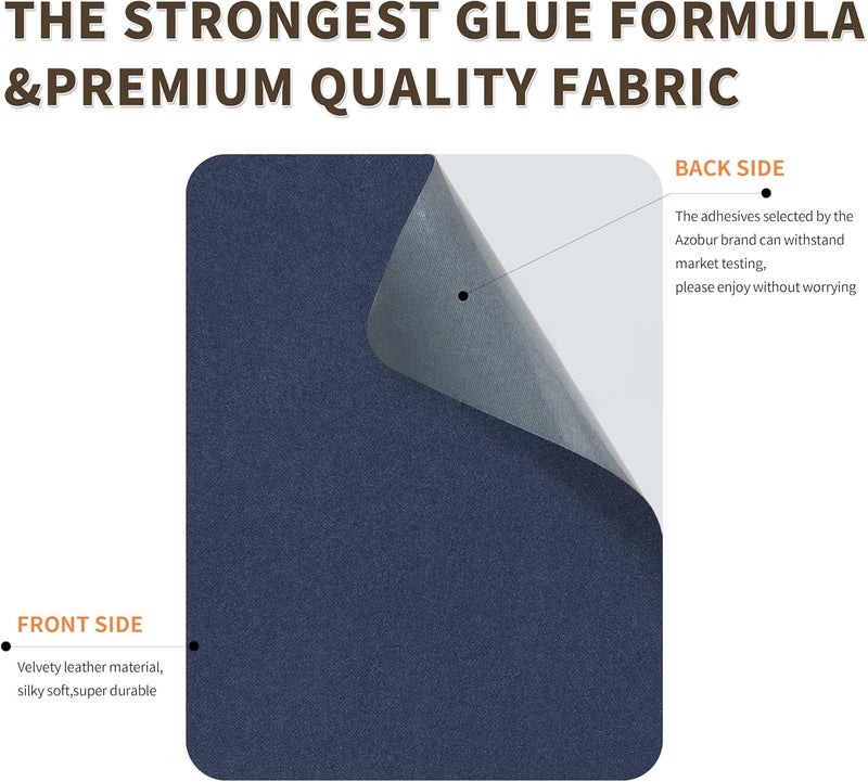 Azobur Sofa Fabric Repair Patch, 6 Piece Microfiber Patches, Self Adhesive Fabric Sofa Patch Repair Fabric, Luxurious Look, Quick Fix Sofa.（Dark Blue） - Image 3